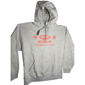 Tilly's One More Rep Men's Fleece Hoodie Heather Gray Red Graphic Size L EUC